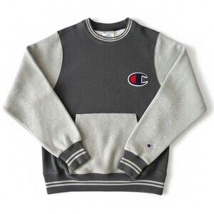 Champion Reverse Weave Sweatshirt Small Grey Colorblock Pouch Pocket HTF